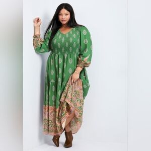 NEW NWT Avenue Plus Size Sherry Shirred Maxi Dress Sz 22/24